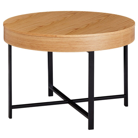 Rootz Coffee table - Side table - Storage space - Oak - Metal - Black - Brown - 69 x 69 x 49 cm