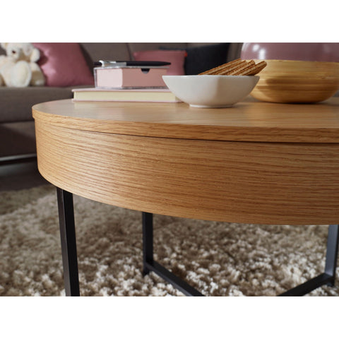 Rootz Coffee table - Side table - Storage space - Oak - Metal - Black - Brown - 69 x 69 x 49 cm