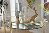 Rootz Serving Trolley - Mobile Mini Bar - Side Table on Wheels - Dining Car with White Glass Top - Kitchen and Tea Trolley - Gold - 67x79cm