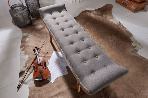 Rootz Fabric Bench - Chesterfield Design - Upholstered Hall Bench - Bed Bench for 2 - Modern Hallway Bench - Solid Wood - Gray - 125x51x38cm