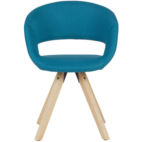 Rootz Dining Chair - Petrol Fabric - Solid Wood Retro - Kitchen Chair with Backrest - Upholstered - Max Load 110kg