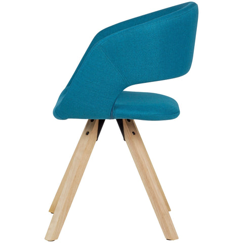 Rootz Dining Chair - Petrol Fabric - Solid Wood Retro - Kitchen Chair with Backrest - Upholstered - Max Load 110kg
