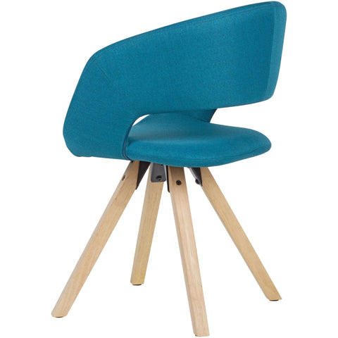 Rootz Dining Chair - Petrol Fabric - Solid Wood Retro - Kitchen Chair with Backrest - Upholstered - Max Load 110kg