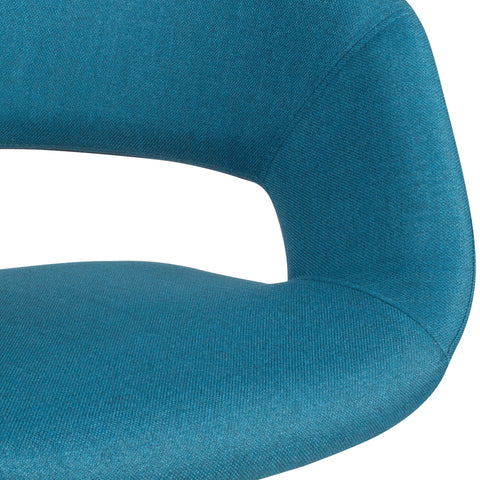 Rootz Dining Chair - Petrol Fabric - Solid Wood Retro - Kitchen Chair with Backrest - Upholstered - Max Load 110kg