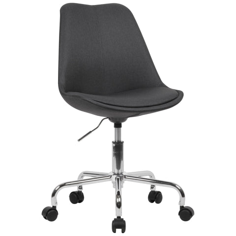 Rootz Black Fabric Desk Chair - Design Swivel Chair with Backrest - Work Chair - Shell Chair with Casters - Max Load 110kg