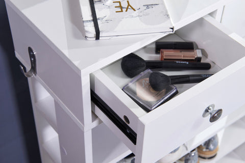 Rootz Shoe Rack - Hall Shelf White - Shelf with 2 Drawers, High Shelf with 4 Compartments - 60 x 79 x 24 cm
