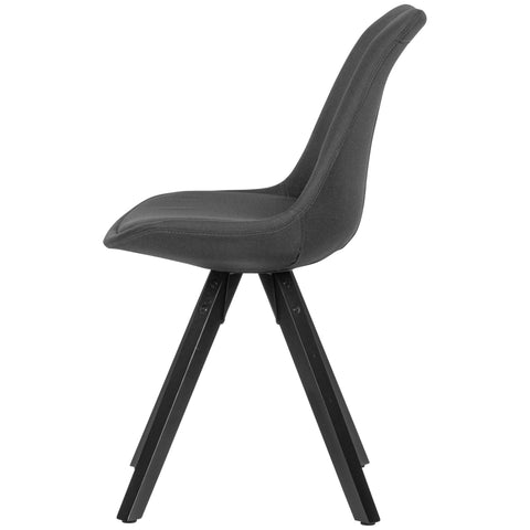 Rootz Dining Chairs - Anthracite with Black Legs - Scandinavian Style -  Set of 2 - Upholstered with Fabric Cover - Design Kitchen Chairs
