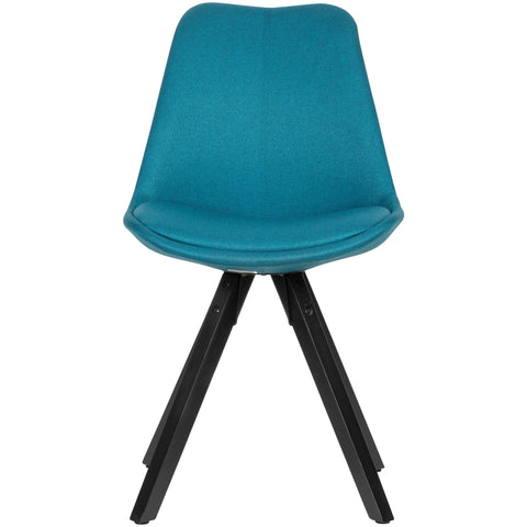 Rootz Dining Chairs - Petrol with Black Legs - Scandinavian Style - Upholstered with Fabric Cover - Set of 2 - Design Kitchen Chairs