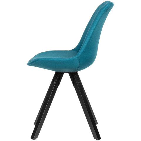 Rootz Dining Chairs - Petrol with Black Legs - Scandinavian Style - Upholstered with Fabric Cover - Set of 2 - Design Kitchen Chairs