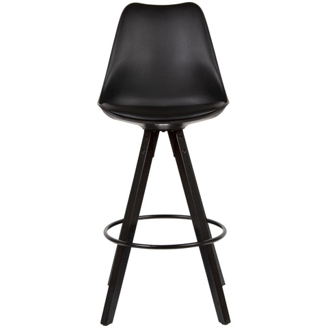 Rootz Bar Stools - Set of 2 - Faux Leather - Backrest - 77cm - Black - Bar Chairs - Stool