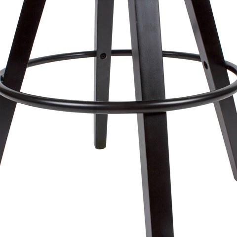 Rootz Bar Stools - Set of 2 - Faux Leather - Backrest - 77cm - Black - Bar Chairs - Stool