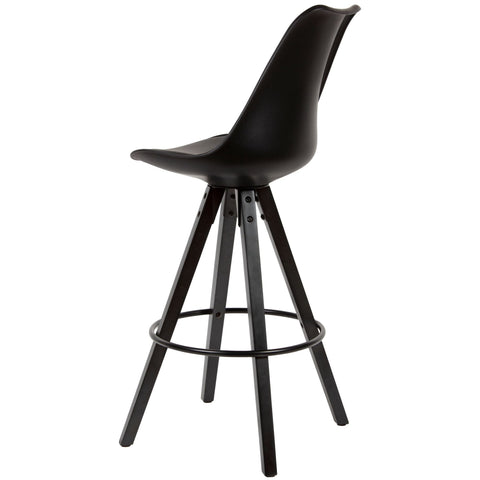 Rootz Bar Stools - Set of 2 - Faux Leather - Backrest - 77cm - Black - Bar Chairs - Stool