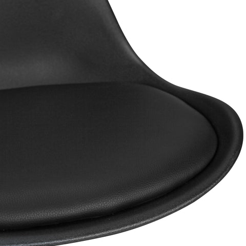 Rootz Bar Stools - Set of 2 - Faux Leather - Backrest - 77cm - Black - Bar Chairs - Stool