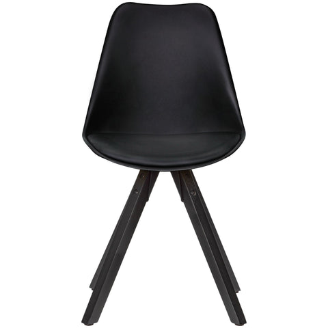 Rootz Dining Chairs Black with Black Legs - Set of 2 Retro - Scandinavian upholstered chair with backrest - Kitchen chair upholstered in imitation leather
