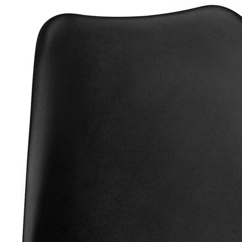 Rootz Dining Chairs Black with Black Legs - Set of 2 Retro - Scandinavian upholstered chair with backrest - Kitchen chair upholstered in imitation leather