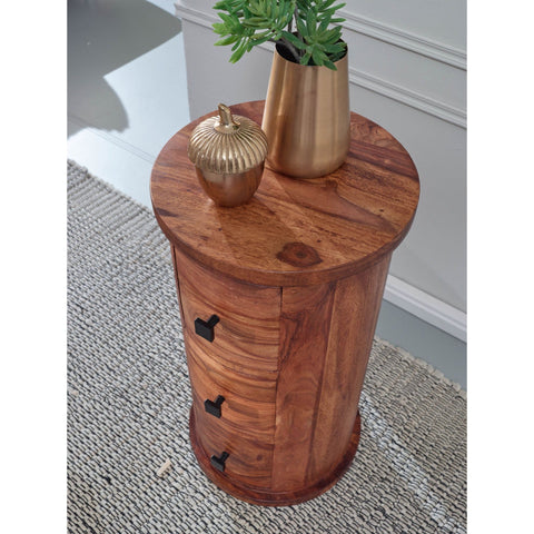 Rootz Chest of Drawers - Side Table - Sideboard - 3 Drawers - 65 cm - Solid Wood - - Side Cabinet - Brown