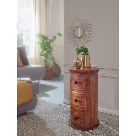 Rootz Chest of Drawers - Side Table - Sideboard - 3 Drawers - 65 cm - Solid Wood - - Side Cabinet - Brown