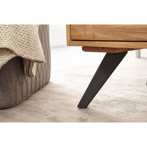 Rootz Coffee Table - Solid Wood - Acacia - Storage Space - Table - 95 x 45 - Brown - Black