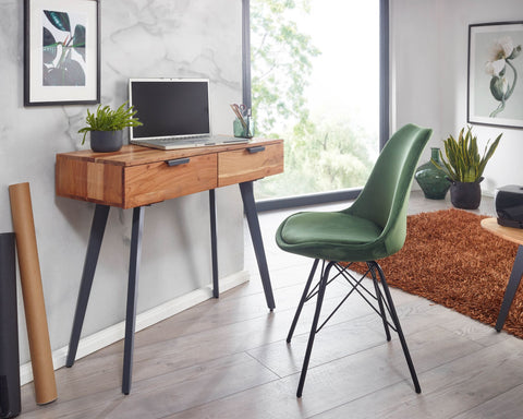 Rootz Console - Metal Console with Drawers - Small Desk, Modern Dressing Table - Solid Hall Table - Acacia Solid Wood - 90x78x36cm