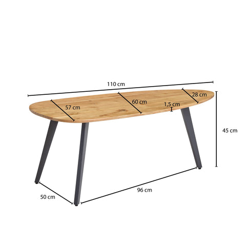 Rootz Coffee Table - Solid Wood - Coffee Table - Acacia Wood - Metal - Side Table - 110 x 60 cm - Black - Brown