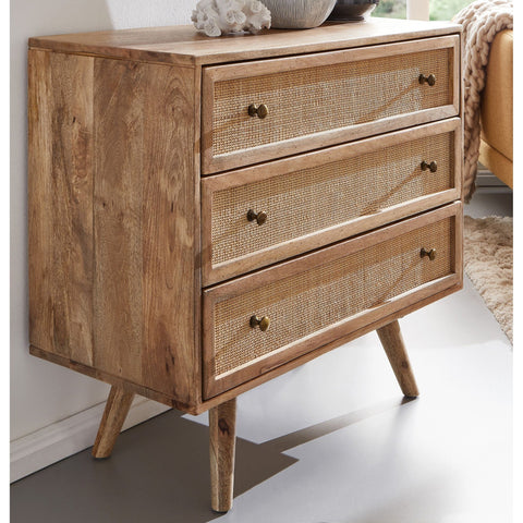 Rootz Sideboard - Solid Mango Wood - Handmade - Chest of Drawers - Wooden Cupboard - 80 x 75 x 40 cm - Brown - Industrial
