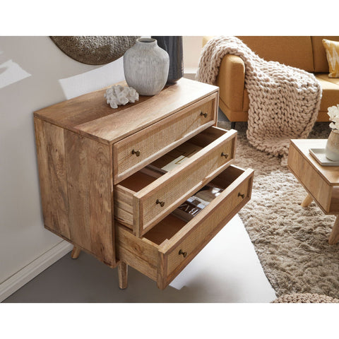 Rootz Sideboard - Solid Mango Wood - Handmade - Chest of Drawers - Wooden Cupboard - 80 x 75 x 40 cm - Brown - Industrial