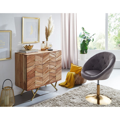 Rootz Sideboard - Solid Wood Acacia - Metal - Chest of Drawers - 3 Drawers - 90 x 86.5 x 40 cm - Brown
