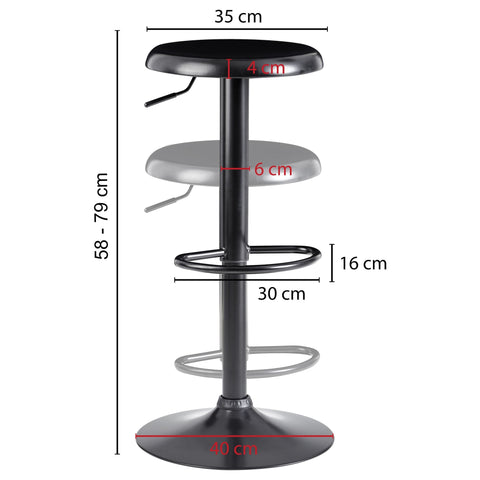 Rootz Bar Stool - Stool - Bar Chair - Metal Stool - Black - Bistro Stool - Max 100 kg - Iron