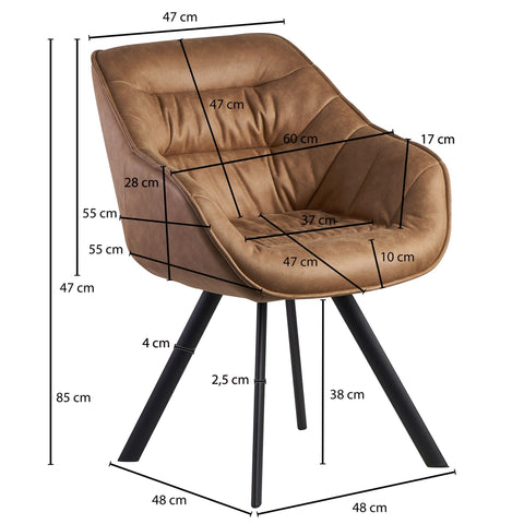 Rootz Dining Chair - Beige Suede Look Upholstered - Black Legs - Modern Shell Chair with Armrests - Design Fabric Cover
