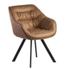 Rootz Dining Chair - Beige Suede Look Upholstered - Black Legs - Modern Shell Chair with Armrests - Design Fabric Cover