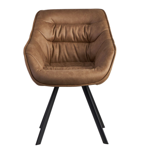 Rootz Dining Chair - Beige Suede Look Upholstered - Black Legs - Modern Shell Chair with Armrests - Design Fabric Cover