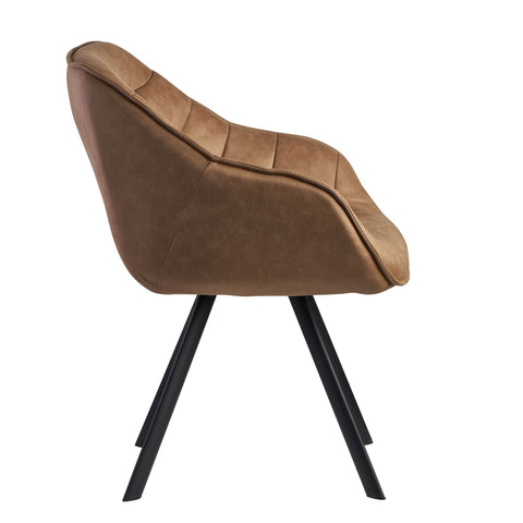 Rootz Dining Chair - Beige Suede Look Upholstered - Black Legs - Modern Shell Chair with Armrests - Design Fabric Cover