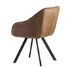 Rootz Dining Chair - Beige Suede Look Upholstered - Black Legs - Modern Shell Chair with Armrests - Design Fabric Cover