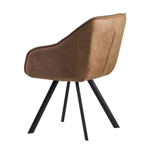 Rootz Dining Chair - Beige Suede Look Upholstered - Black Legs - Modern Shell Chair with Armrests - Design Fabric Cover