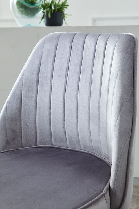 Rootz Swivel Desk Chair with Backrest - Height Adjustable Shell Chair - Rotatable Home Office Chair - Gray Velvet Design - 120 kg Capacity