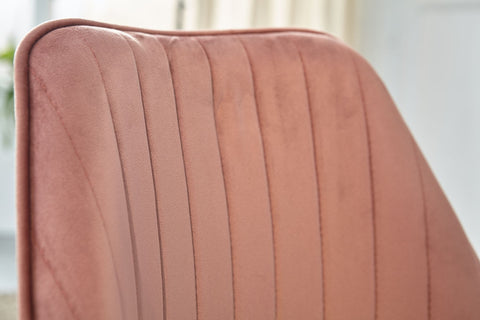 Rootz Swivel Desk Chair with Backrest - Height Adjustable Shell Chair - Rotatable Home Office Chair -  Pink Velvet Design - 120 kg Capacity