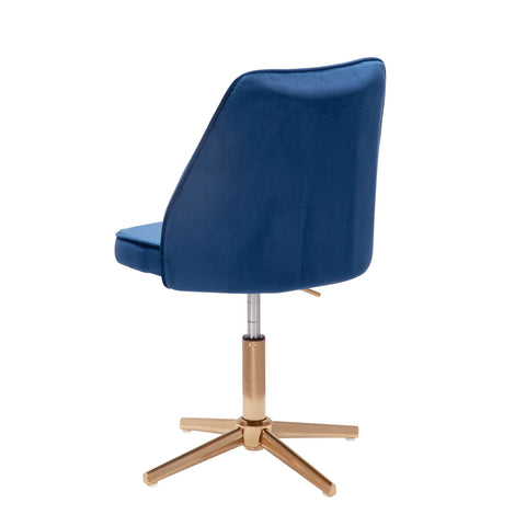 Rootz Swivel chair - Kitchen chair - Office chair - Shell chair - Adjustable - Design - Velvet - Blue - Modern