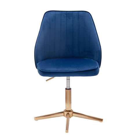 Rootz Swivel chair - Kitchen chair - Office chair - Shell chair - Adjustable - Design - Velvet - Blue - Modern
