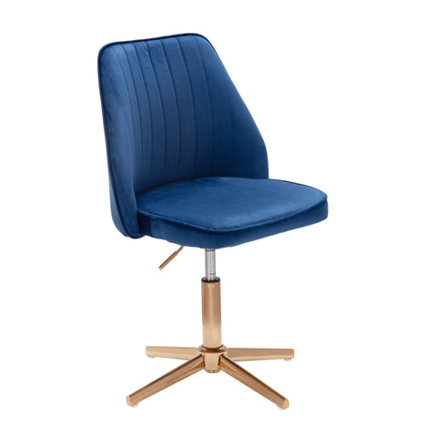 Rootz Swivel chair - Kitchen chair - Office chair - Shell chair - Adjustable - Design - Velvet - Blue - Modern