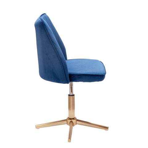 Rootz Swivel chair - Kitchen chair - Office chair - Shell chair - Adjustable - Design - Velvet - Blue - Modern