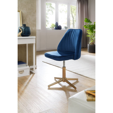 Rootz Swivel chair - Kitchen chair - Office chair - Shell chair - Adjustable - Design - Velvet - Blue - Modern
