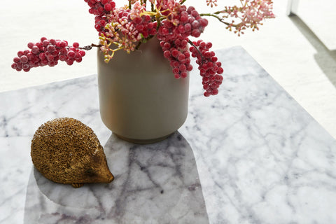 Rootz Coffee Table - Marble Look Design - Cube Square Living Room Table - Lounge Side Table - White High Gloss - 60x30x60 cm