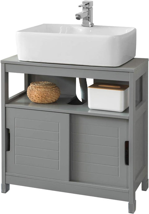 Rootz Under Sink Bathroom Storage Cabinet with Shelf and Double Sliding Door- 60x30x61cm