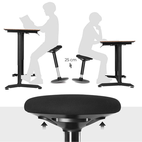 Rootz Stool - Work Stool - Bar Stool - Counter Stool - Kitchen Stool - Swivel Stool - Industrial Stool - Upholstered Stool - Outdoor Stool - Footstool - Black - 60-85 cm