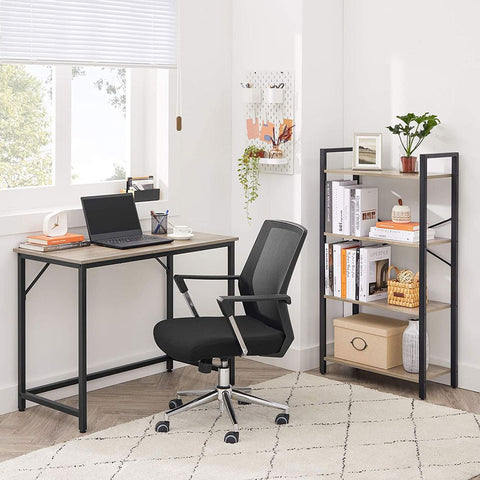Rootz Desk - Desk With Metal Frame - Office Desk - Computer Desk - Writing Desk - Home Office Furniture - Workstation - Study Desk - Executive Desk - Adjustable Desk - Gaming Desk - Greige-Black - 100 x 50 x 75 cm (L x W x H)