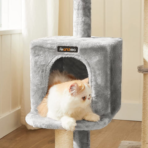 Rootz Scratching Post for Cats - Cat Scratching Post - with Cuddly Cave - Gray - 46 x 41 x 84 cm