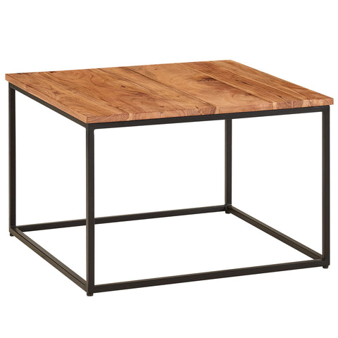 Rootz Coffee Table - Acacia Wood with Metal Frame - Industrial Style Living Room Table - Solid Wood Coffee Table - 60x60x41cm