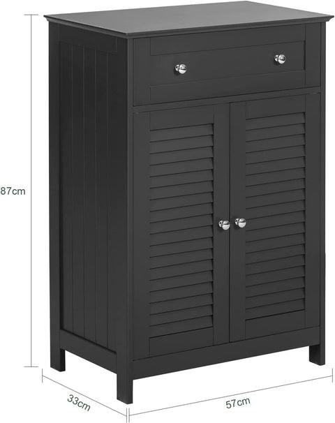 Rootz Bathroom Cabinet - Bathroom Storage - Cabinet Cupboard with Drawer and Double Shutter Doors - Dark Grey