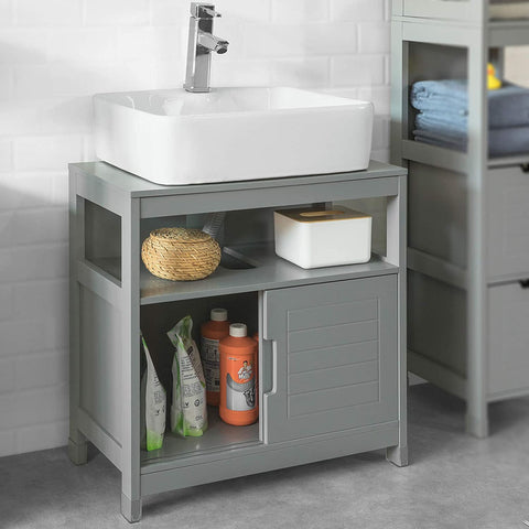 Rootz Under Sink Bathroom Storage Cabinet with Shelf and Double Sliding Door- 60x30x61cm