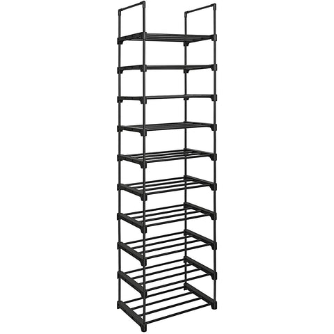Rootz Storage Rack - 10 Levels - Shoe Cabinet - Shoe Rack - 45 x 30 x 174 cm - Black